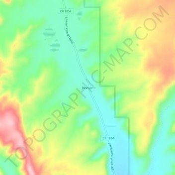 Mapa topográfico Johnson, altitude, relevo
