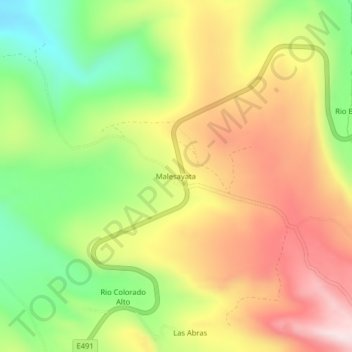 Mapa topográfico Malesayata, altitude, relevo