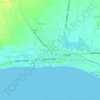 Mapa topográfico Poblacion West, altitude, relevo