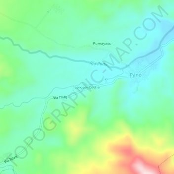 Mapa topográfico Largato Cocha, altitude, relevo