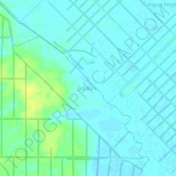 Mapa topográfico Jati Baru, altitude, relevo