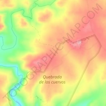 Mapa topográfico Quebrada de los Cuervos, altitude, relevo