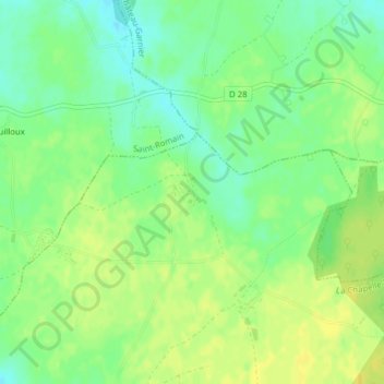 Mapa topográfico Pouillac, altitude, relevo