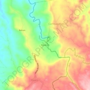 Mapa topográfico Niludhan, altitude, relevo
