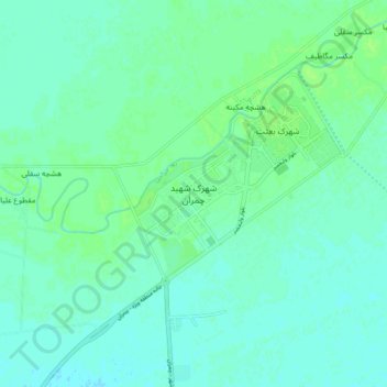 Mapa topográfico Chamran Town, altitude, relevo