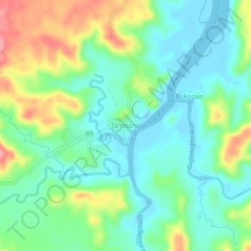 Mapa topográfico Tambang, altitude, relevo
