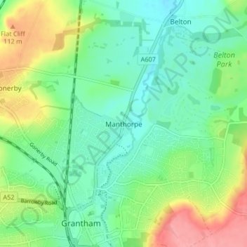 Mapa topográfico Manthorpe, altitude, relevo