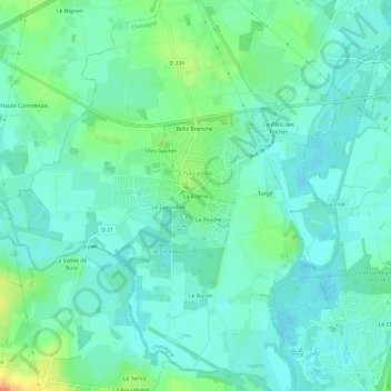 Mapa topográfico La Scierie, altitude, relevo