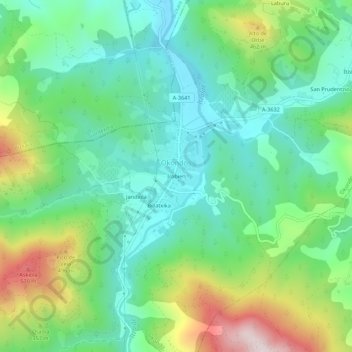 Mapa topográfico Irabien, altitude, relevo