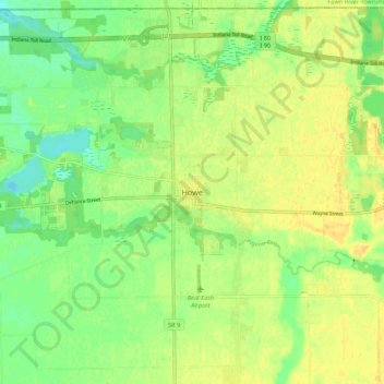 Mapa topográfico Howe, altitude, relevo