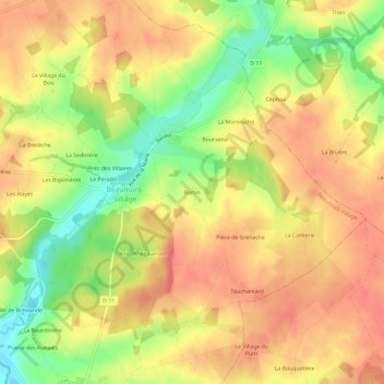 Mapa topográfico Bertin, altitude, relevo