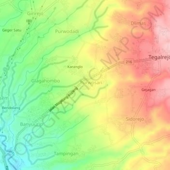 Mapa topográfico Semen, altitude, relevo