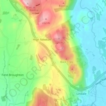 Mapa topográfico Low Newton, altitude, relevo