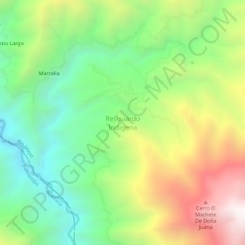 Mapa topográfico Resguardo Indigena, altitude, relevo