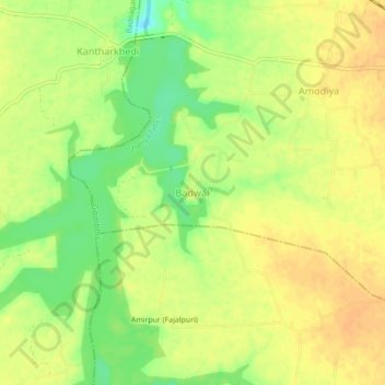 Mapa topográfico Badwai, altitude, relevo