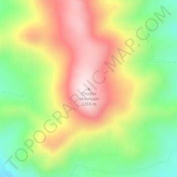 Mapa topográfico Crocker Mountain, altitude, relevo