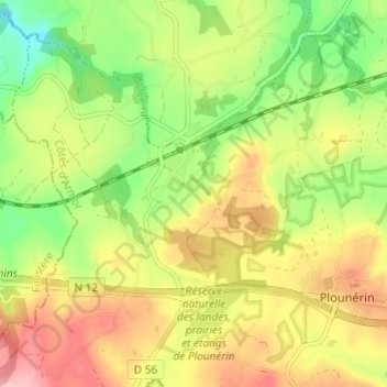 Mapa topográfico Kra Melen, altitude, relevo