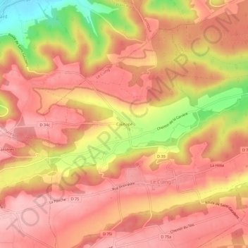 Mapa topográfico Cauhapé, altitude, relevo