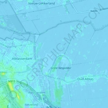Mapa topográfico Kortland, altitude, relevo