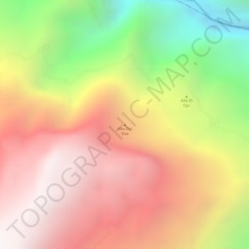 Mapa topográfico Alto Del Oso, altitude, relevo