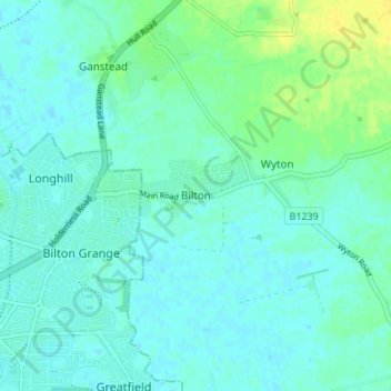 Mapa topográfico Bilton, altitude, relevo