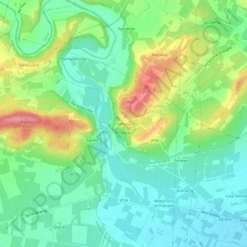 Mapa topográfico Valbusa, altitude, relevo
