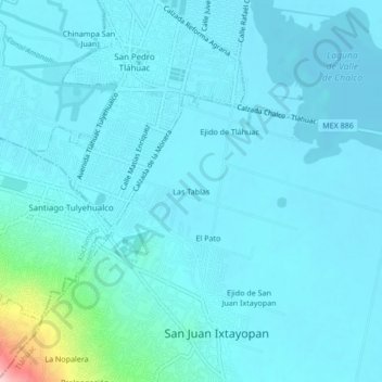 Mapa topográfico Las Tablas, altitude, relevo