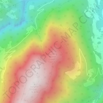 Mapa topográfico Monte Croce, altitude, relevo