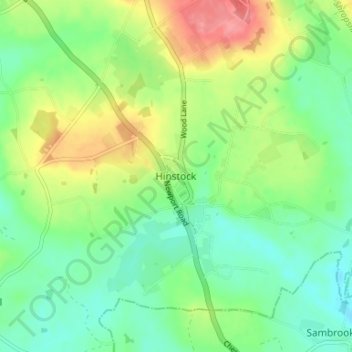 Mapa topográfico Hinstock, altitude, relevo