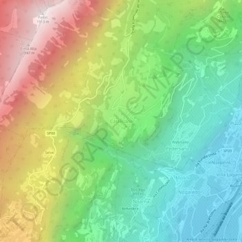 Mapa topográfico Castellano, altitude, relevo