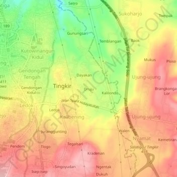 Mapa topográfico Druju, altitude, relevo