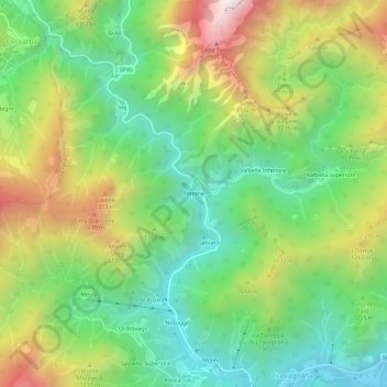 Mapa topográfico Ferrera, altitude, relevo