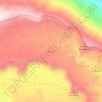 Mapa topográfico Pinggan, altitude, relevo