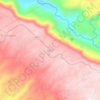 Mapa topográfico Luna, altitude, relevo