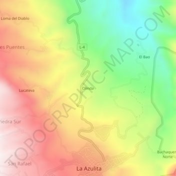Mapa topográfico Olinda, altitude, relevo