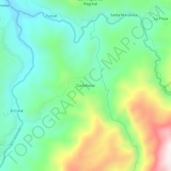 Mapa topográfico Cachillacta, altitude, relevo
