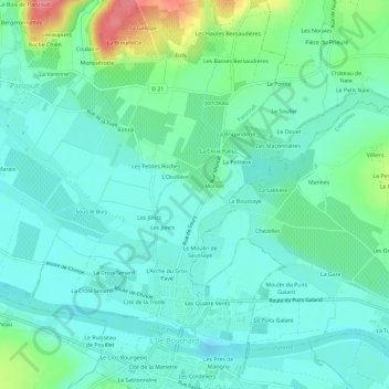 Mapa topográfico Montet, altitude, relevo