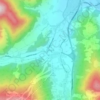 Mapa topográfico Feuersang, altitude, relevo