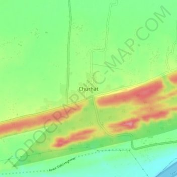 Mapa topográfico Churhat, altitude, relevo