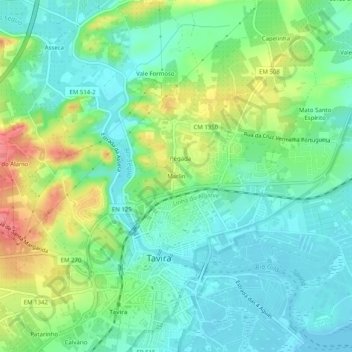 Mapa topográfico Marlin, altitude, relevo