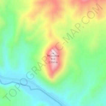Mapa topográfico Phonolite Hill, altitude, relevo