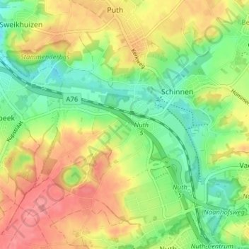 Mapa topográfico Nagelbeek, altitude, relevo