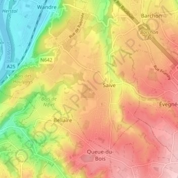 Mapa topográfico Cahorday, altitude, relevo