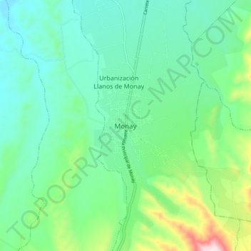 Mapa topográfico Monay, altitude, relevo