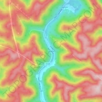 Mapa topográfico Gallagher, altitude, relevo