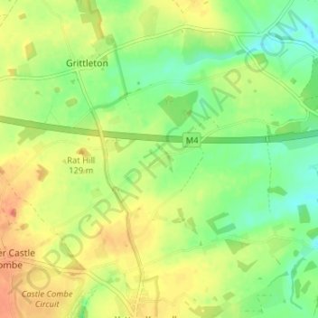 Mapa topográfico Sevington, altitude, relevo