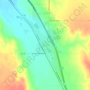 Mapa topográfico Deer Trail, altitude, relevo