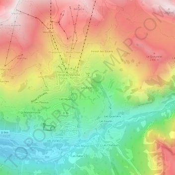 Mapa topográfico Les Estaris, altitude, relevo