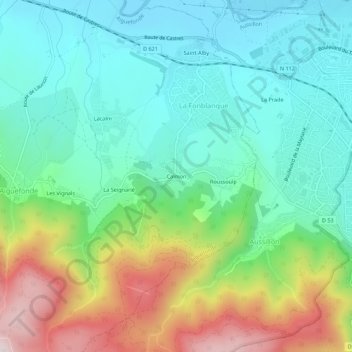 Mapa topográfico Calmon, altitude, relevo