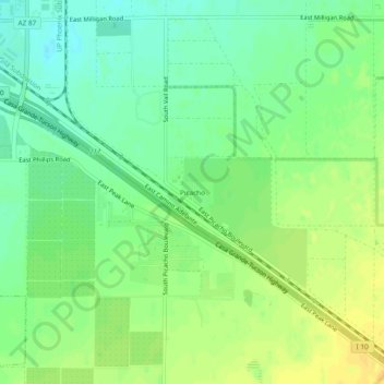 Mapa topográfico Picacho, altitude, relevo